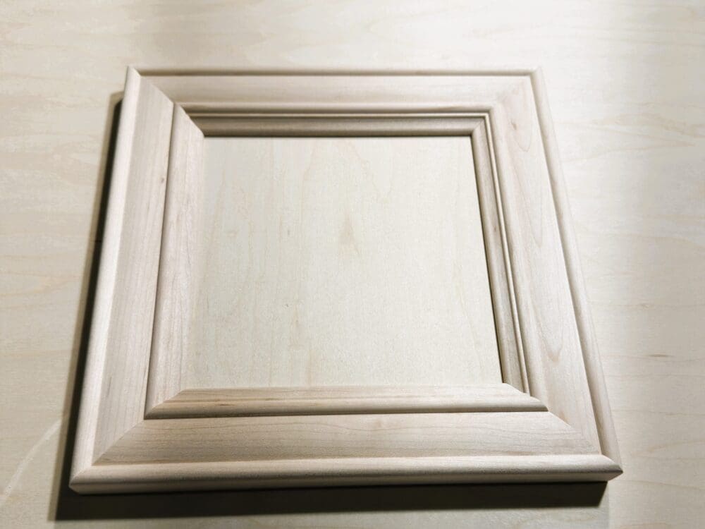 Mitered flat-panel door sample with French humps profile